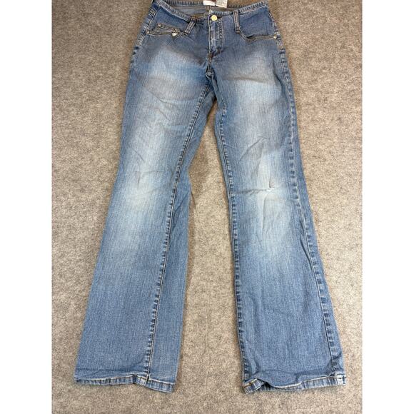 No Bounderies Jeans Womens 7 Blue Flared Baggy Stretch Low Rise Streetwear Y2K - Picture 1 of 7